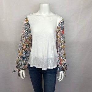 Anthropologie Paisley Scarf Sleeve Shirt S